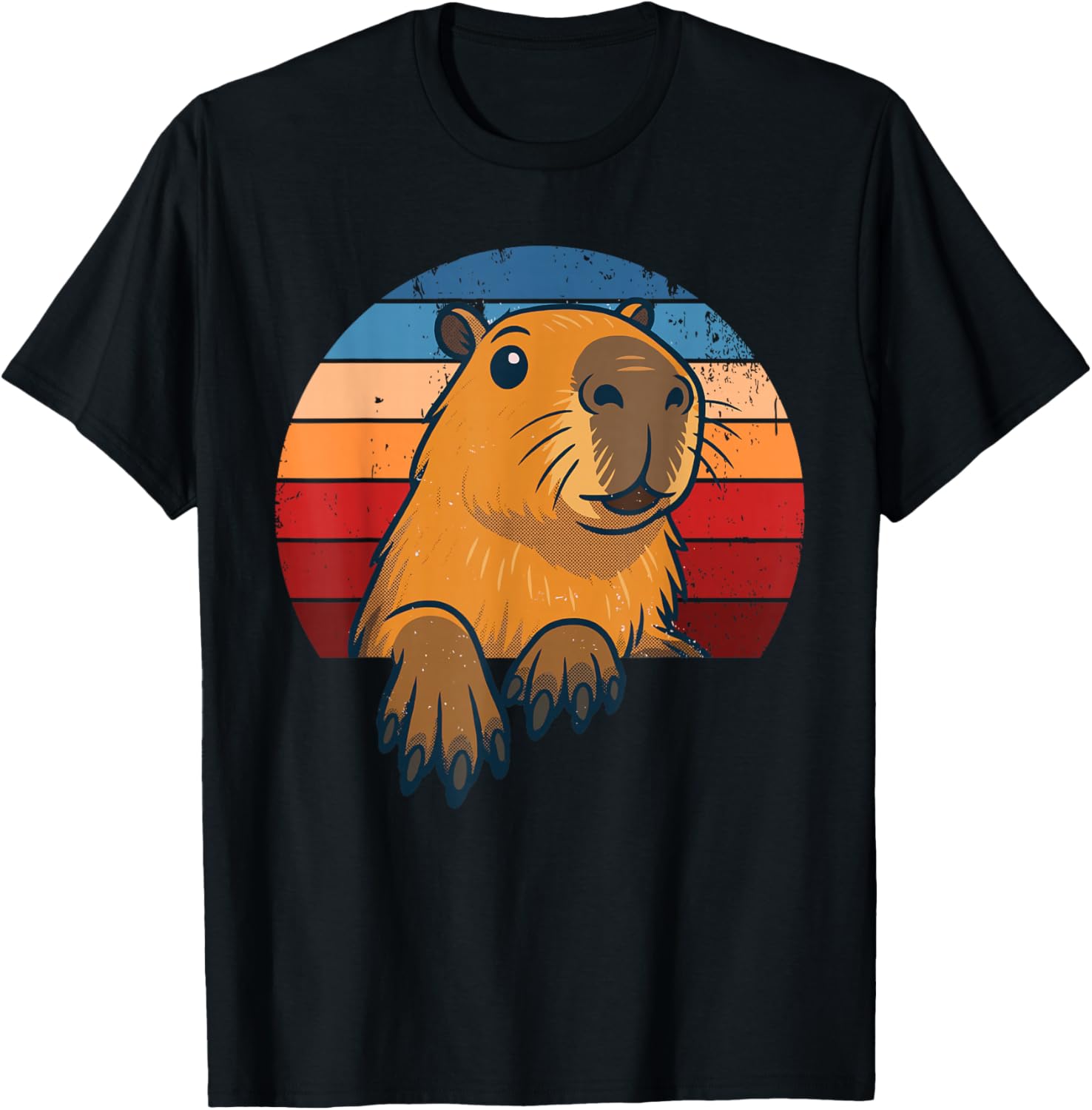 Retro Capybara Vintage Novelty Funny Capybara T-Shirt - T-Shirt | Black
