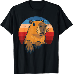 Retro Capybara Vintage Novelty Funny Capybara T-Shirt - T-Shirt | Black