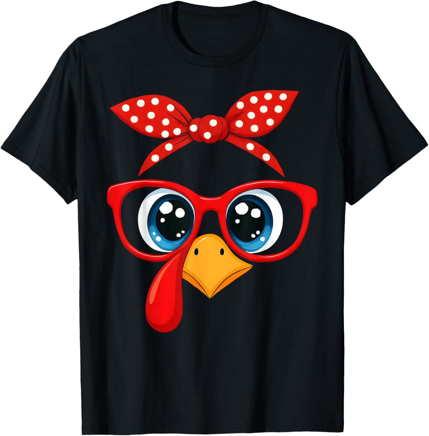 Turkey Face Red Bandana Headband Funny Thanksgiving Girly T-Shirt - T-Shirt | Black