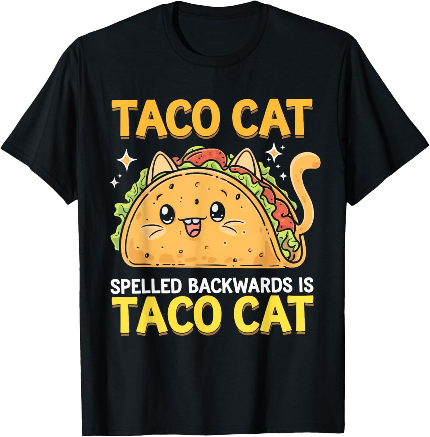 Tacocat Spelled Backwards Funny Taco Cat Cinco De Mayo Cat T-Shirt - T-Shirt | Black