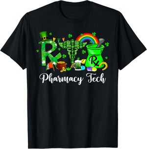 Pharmacy Tech Lucky Shamrock St Patricks Day RX Pharmacist. T-Shirt - T-Shirt | Black
