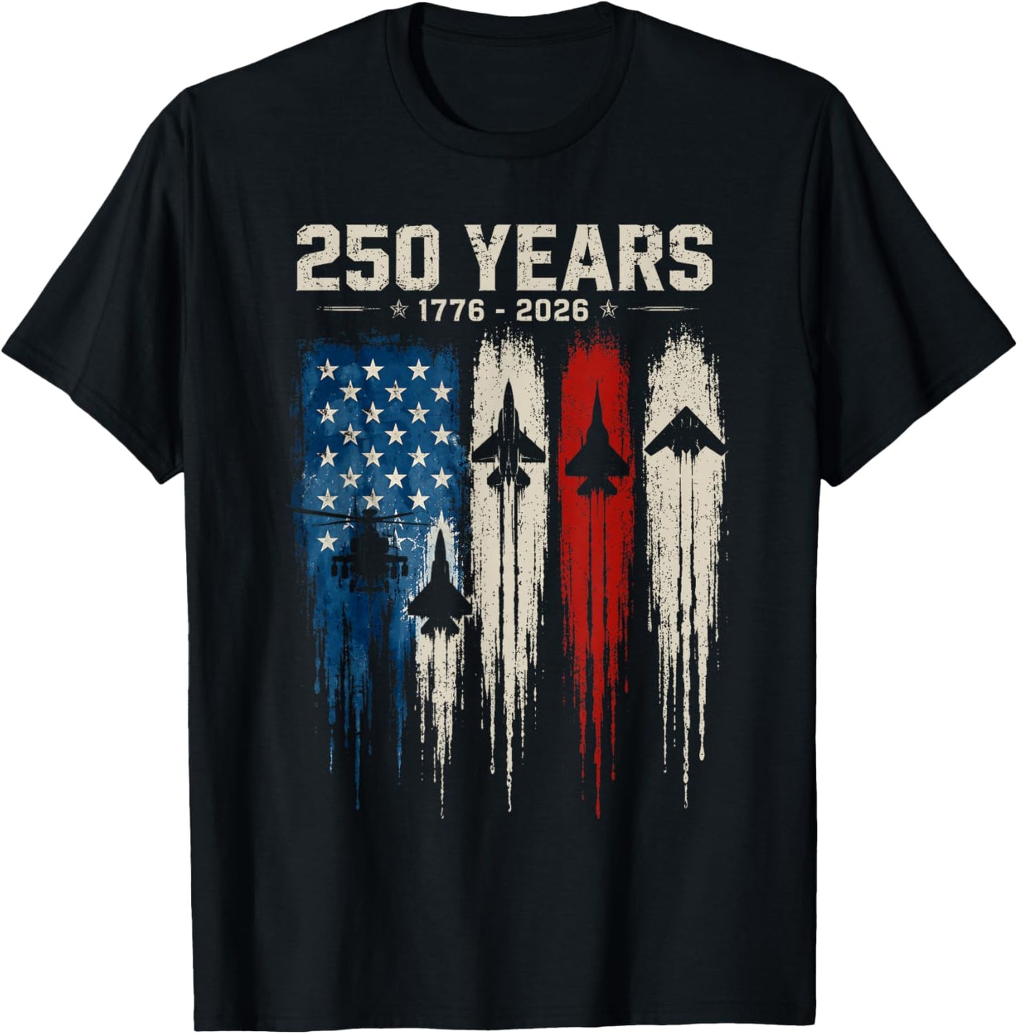 250th American 250 Anniversary USA 250 Years 4th July 2026 T-Shirt - T-Shirt | Black