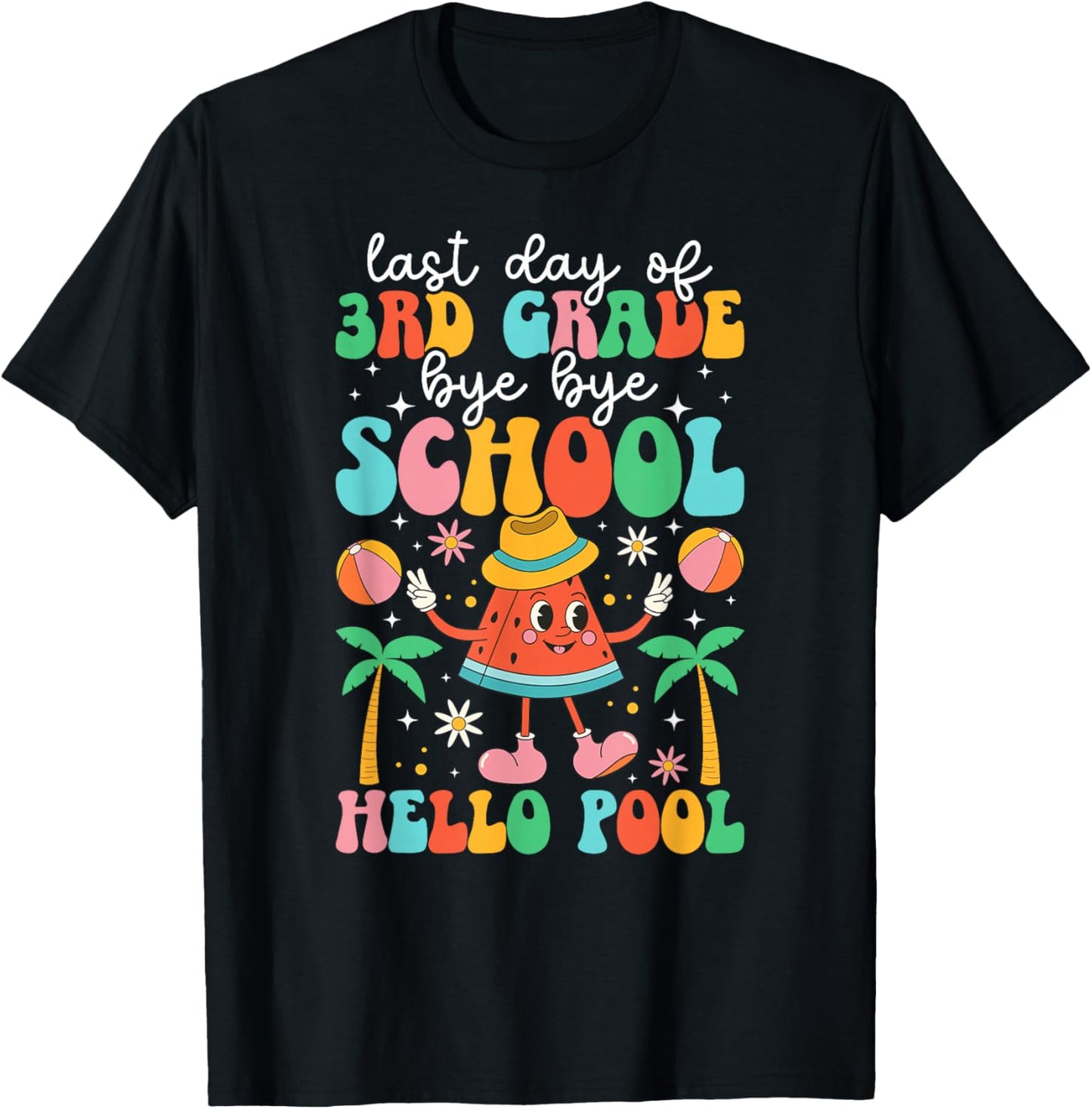 Last Day of 3rd Grade Groovy Third Grade Last Day of School T-Shirt - T-Shirt | Black