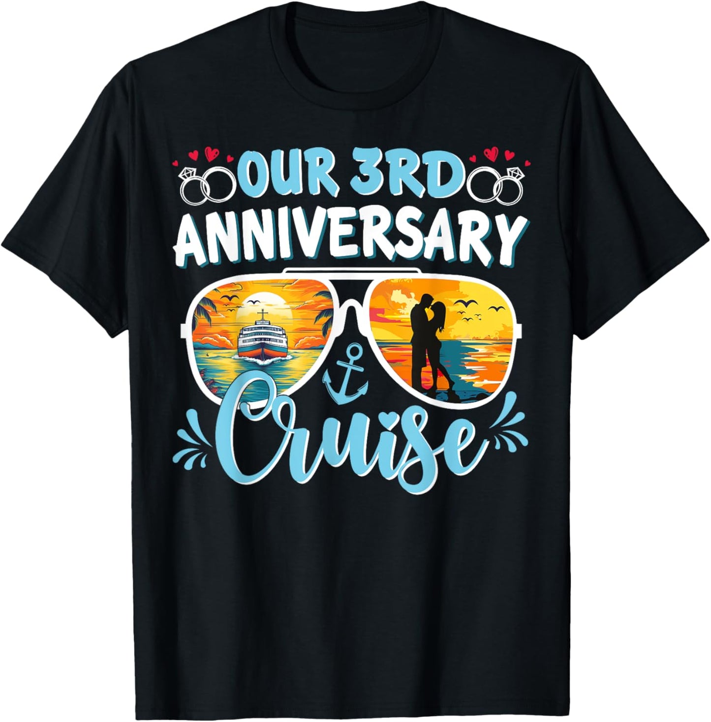Our 3rd Anniversary Cruise Husband Wife Couples Cruise Party T-Shirt - T-Shirt | Black