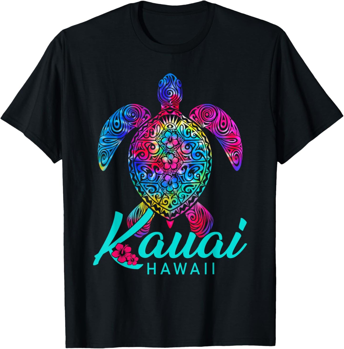 Kauai Hawaii Tribal Tie Dye Sea Turtle T-Shirt - T-Shirt | Black
