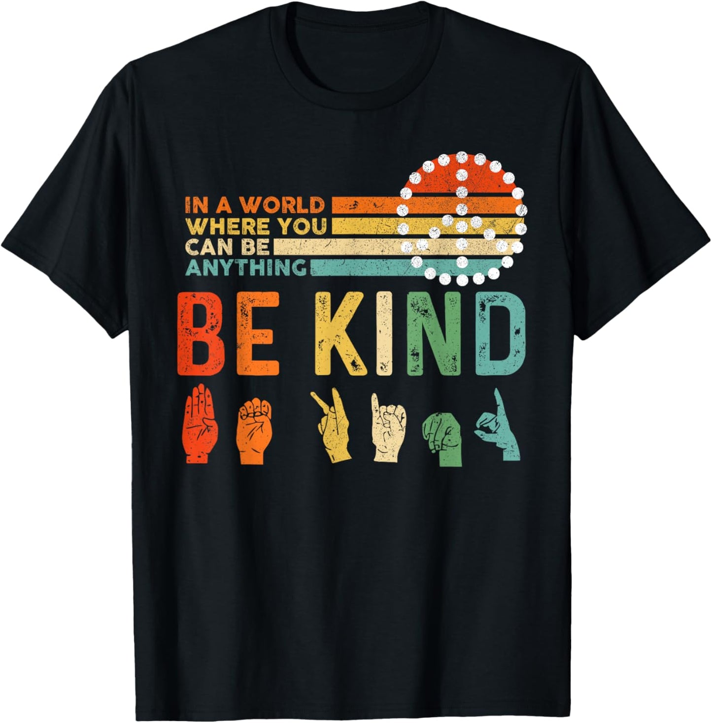 World Kindness Day Be Kind Hand Sign Peace Choose Kindness T-Shirt - T-Shirt | Black