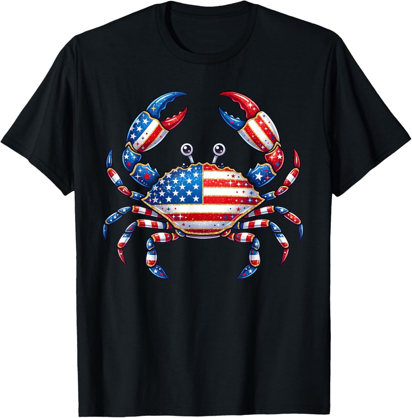 American Flag Crab Patriotic 4th of July Seafood T-Shirt - T-Shirt | Black