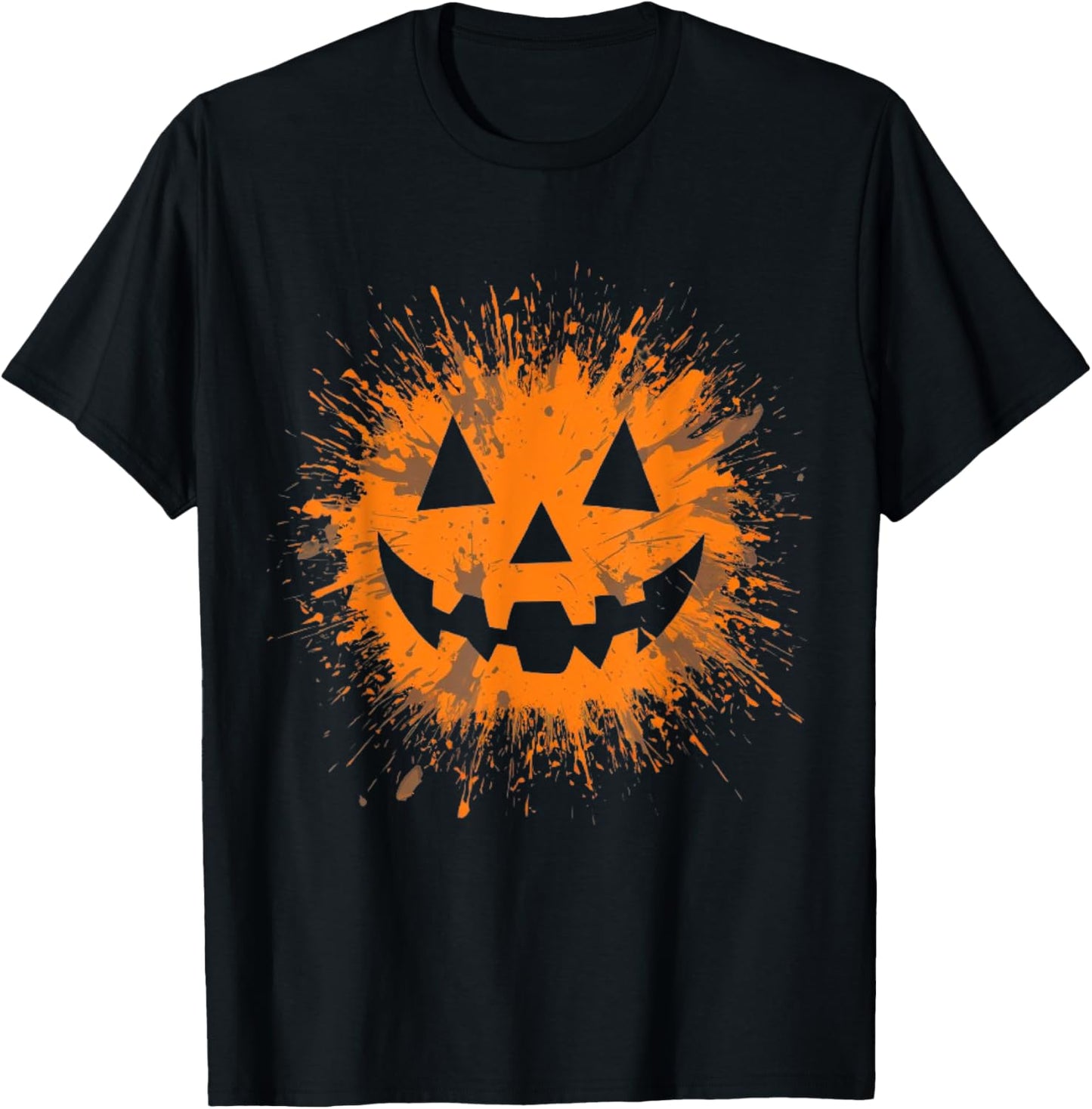 Orange Tie Dye Jack O Lantern Face Halloween T-Shirt - T-Shirt | Black