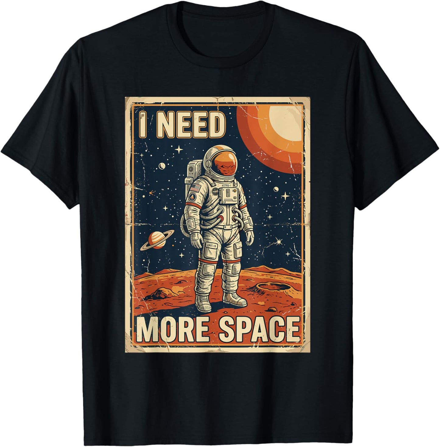 Vintage Astronaut Nerd Planets Space Astronomer Solar System T-Shirt - T-Shirt | Black