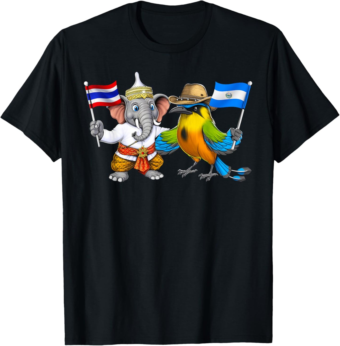 El Salvador Thaïlande Drapeau Salvadorien Thaïlandais T-Shirt - T-Shirt | Black