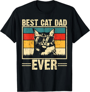 Best Cat Dad Ever Funny Cat Dad Lover Father's Day Cat Daddy T-Shirt - T-Shirt | Black