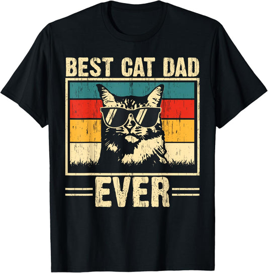 Best Cat Dad Ever Funny Cat Dad Lover Father's Day Cat Daddy T-Shirt - T-Shirt | Black