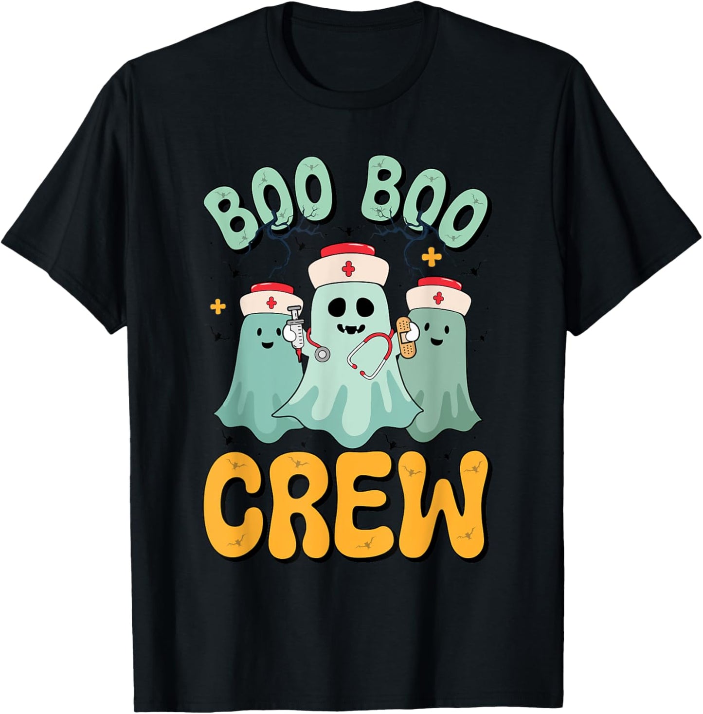 Night Halloween Boo Crew Nurse Halloween For Nurses RN T-Shirt - T-Shirt | Black