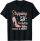 Stepping Into My 58th Birthday Shirt Women 58 Year Old Bday T-Shirt - T-Shirt | Black