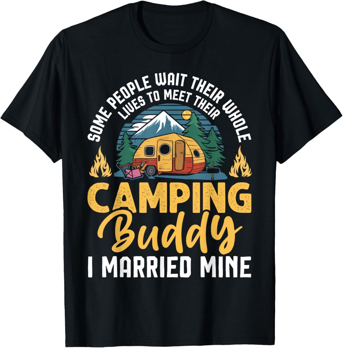 Funny Camping Camper Couple Camping Lovers partners for life T-Shirt - T-Shirt | Black