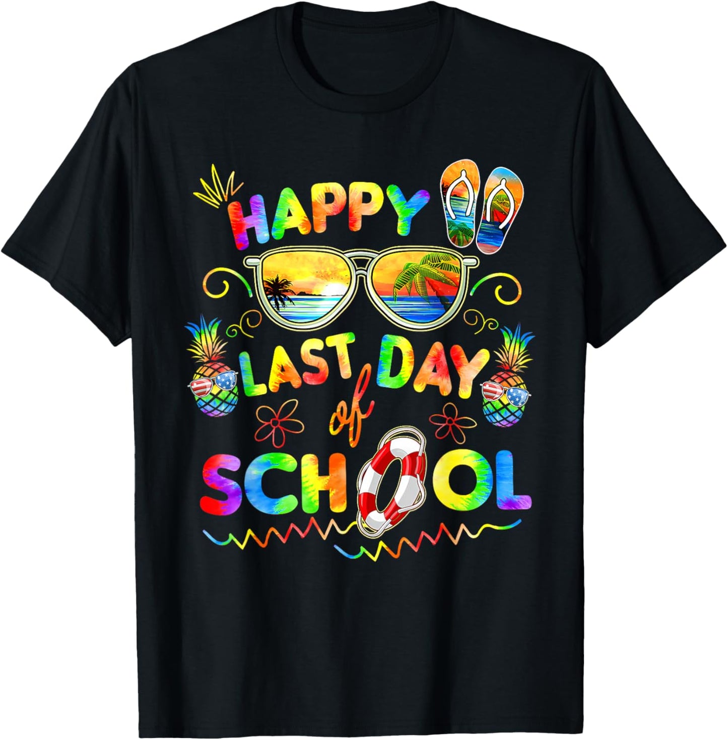 Happy Last Day of School Shirt Teachers End of Year Students T-Shirt - T-Shirt | Black