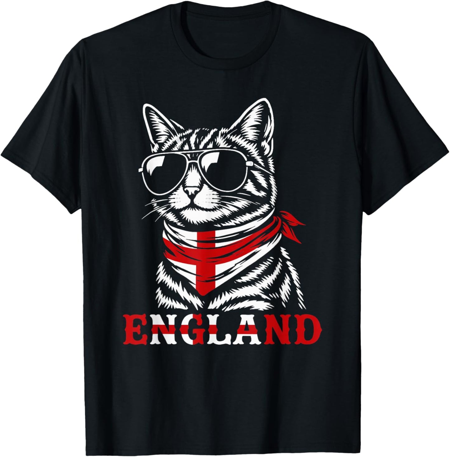 English Flag Funny Cat England T-Shirt - T-Shirt | Black