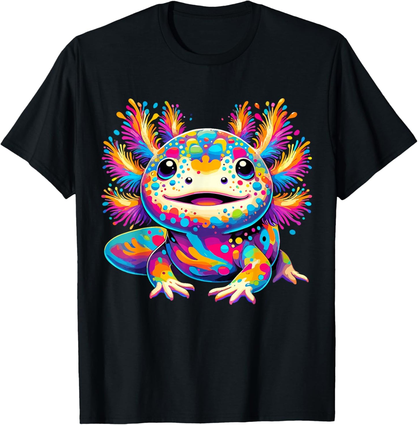 Axolotl Kawaii Colorful love Axolotls T-Shirt - T-Shirt | Black