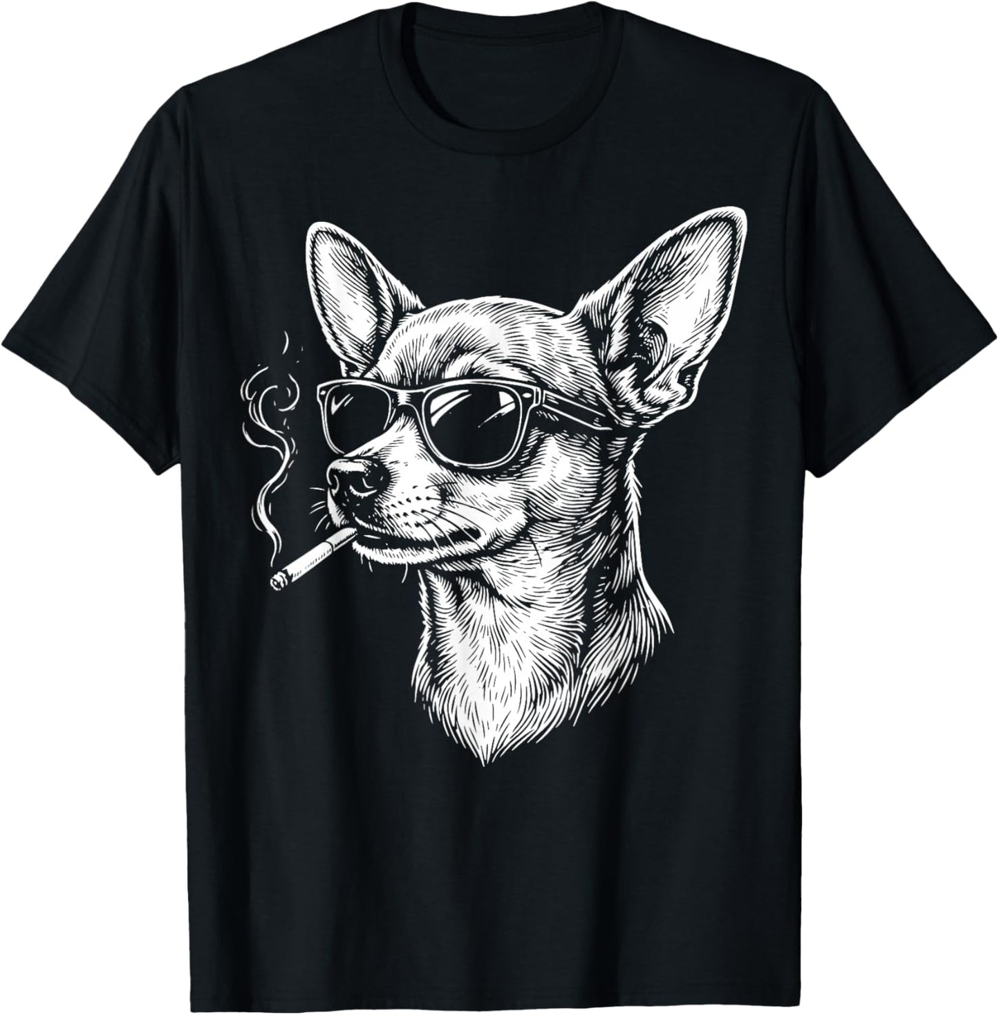 Chihuahua Fumer Cigarette T-Shirt - T-Shirt | Black