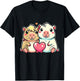 Kawaii Capybara Couple with Heart Love Design T-Shirt - T-Shirt | Black