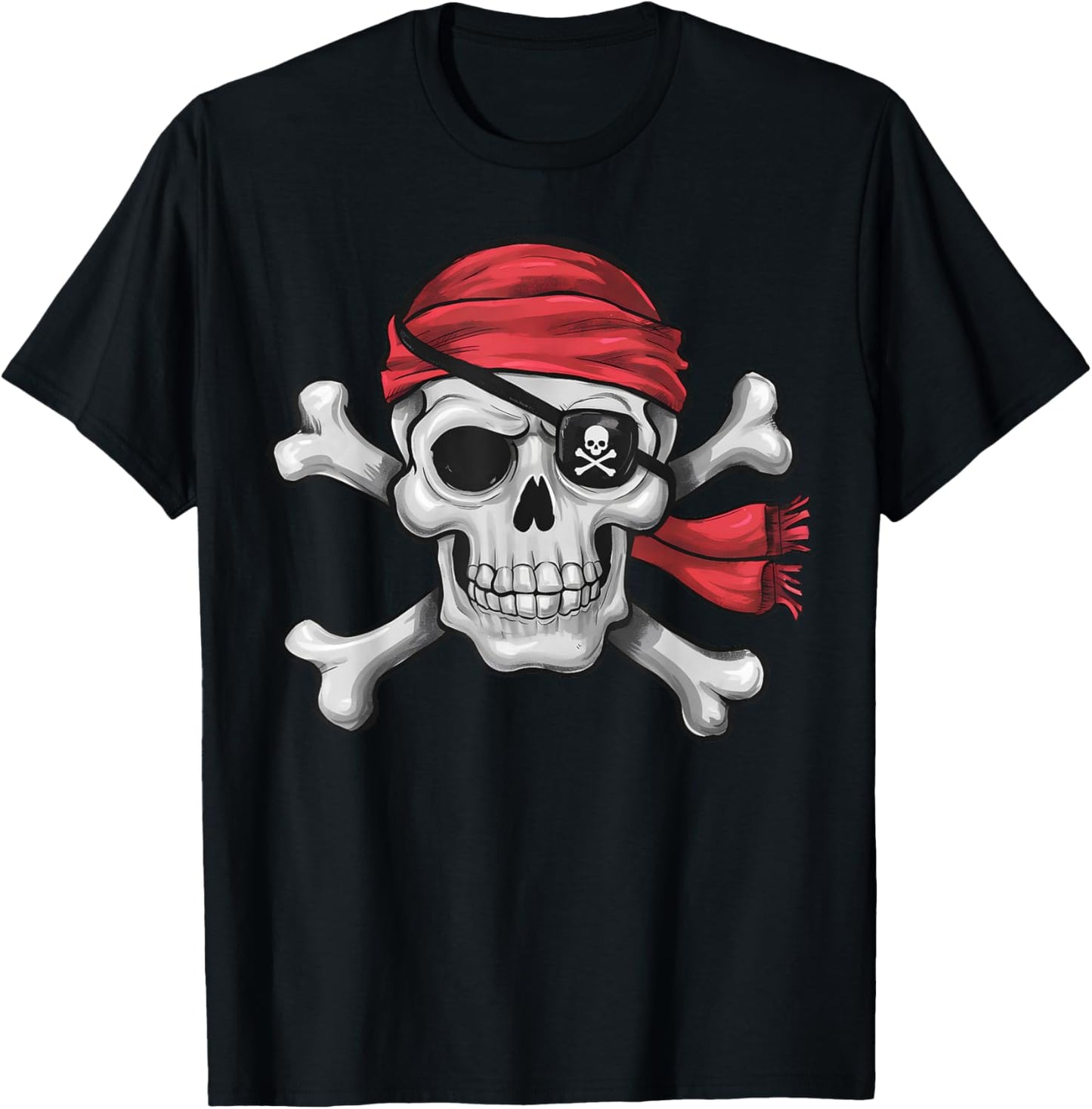 Pirate Skull Crossbones Halloween Costume Men Boy Kids T-Shirt - T-Shirt | Black