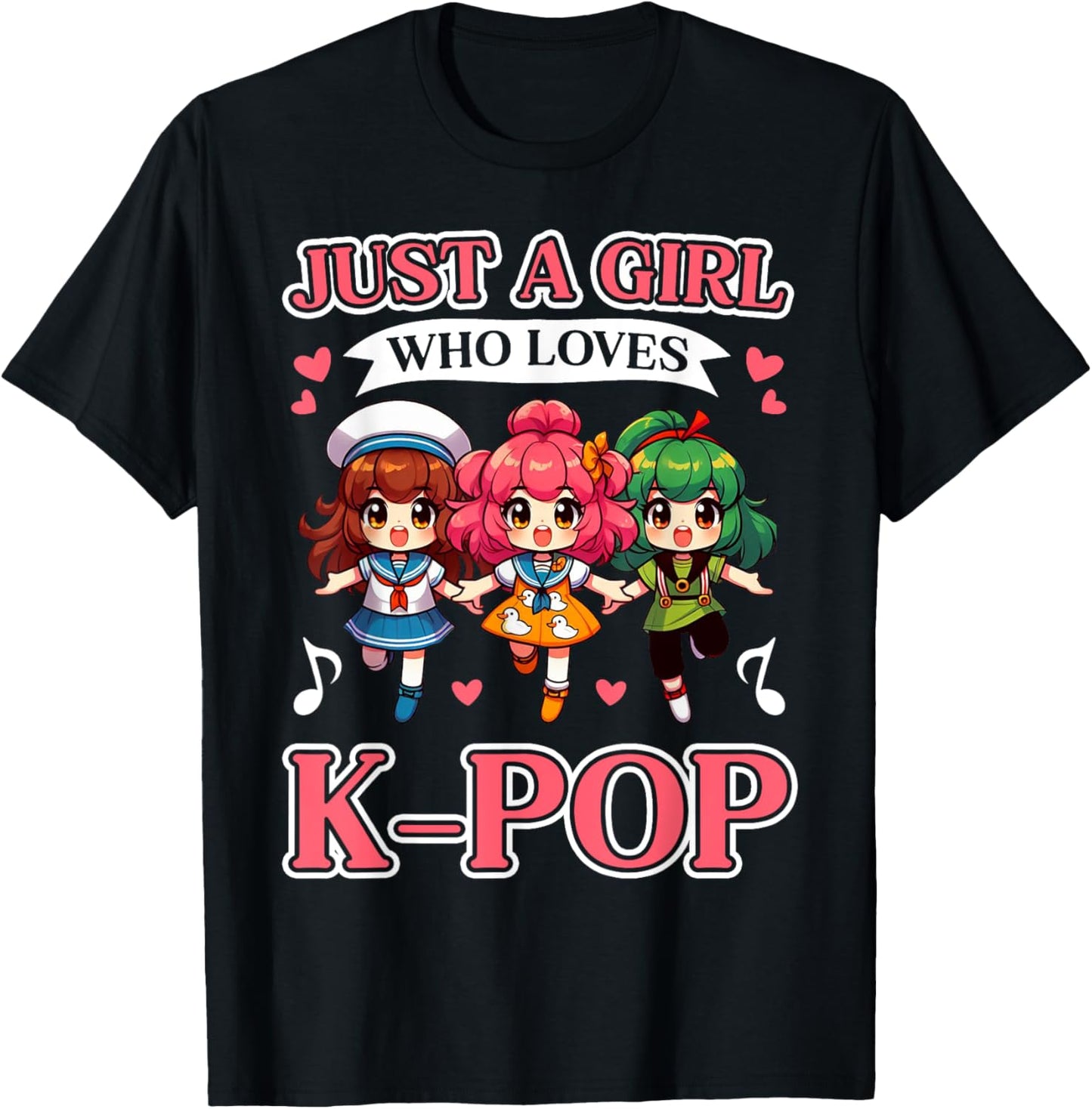Just A Girl Who Loves K-Pop Fan Korean Music Finger Heart T-Shirt - T-Shirt | Black