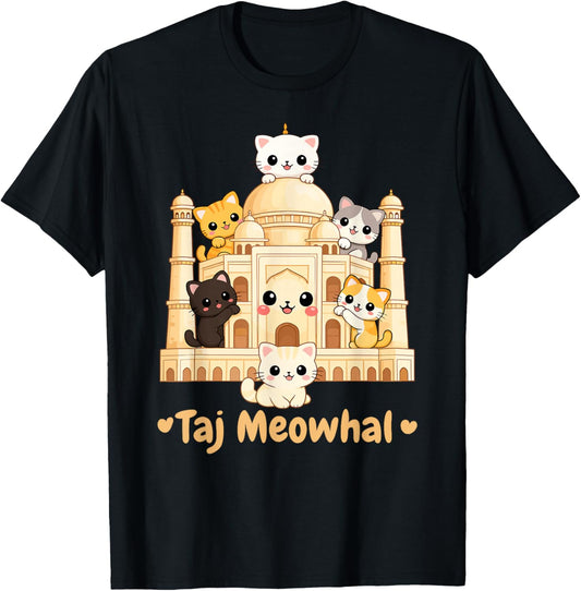 Cat Mahal Cute Kawaii Palace Cats Cartoon Funny Cat Kitten T-Shirt - T-Shirt | Black