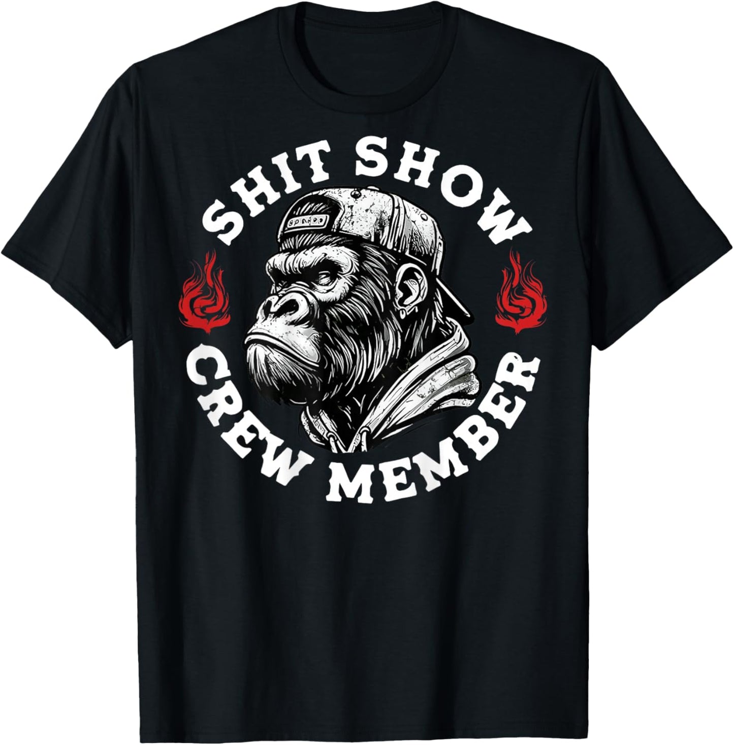 Shit Show Crew Member Monkey Vintage (On Back) T-Shirt - T-Shirt | Black