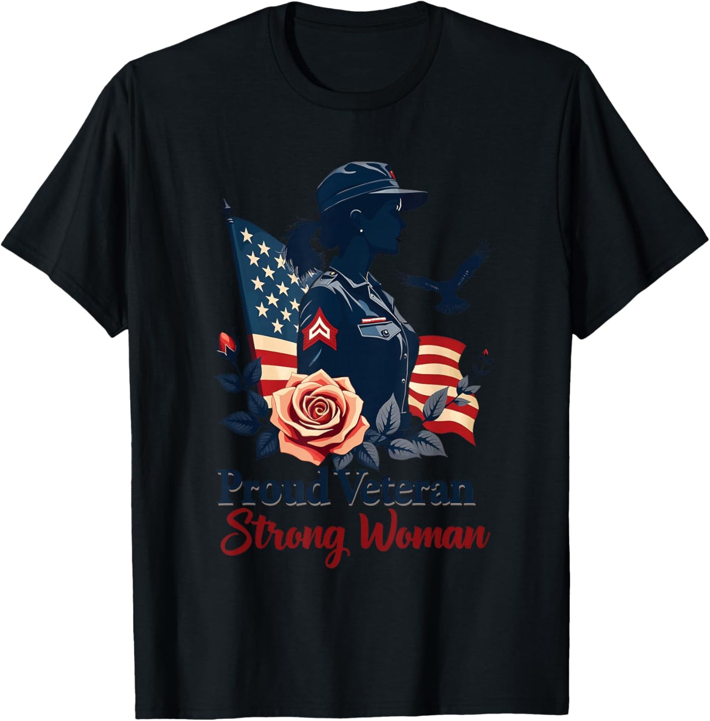 Proud Veteran Strong Woman Female Veteran T-Shirt - T-Shirt | Black