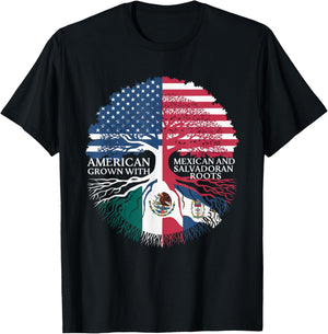 Half Mexican Half Salvadorian El Salvador Flag Mexico T-Shirt - T-Shirt | Black
