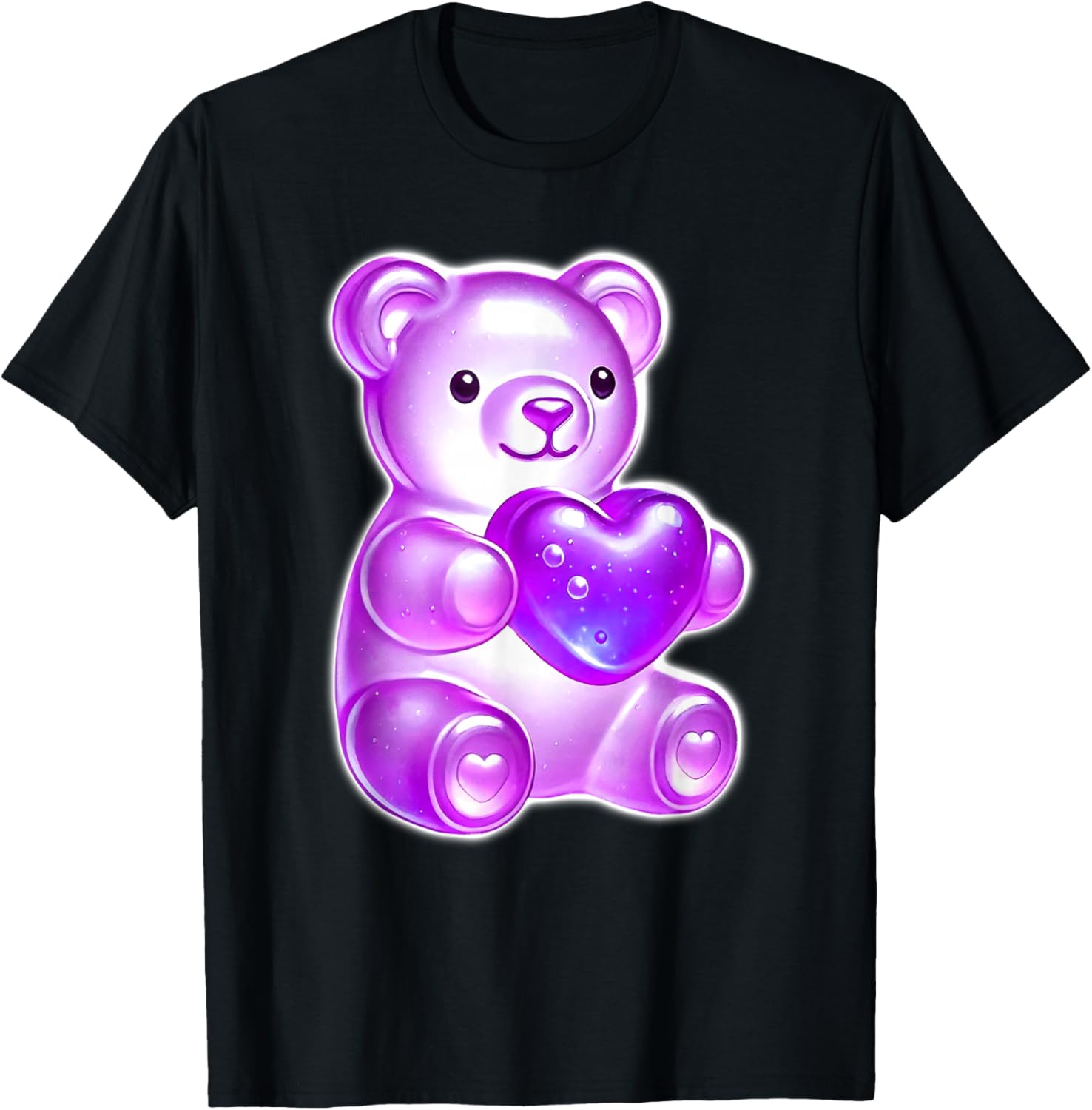 Gummy Bear Candy Heart Purple T-Shirt - T-Shirt | Black