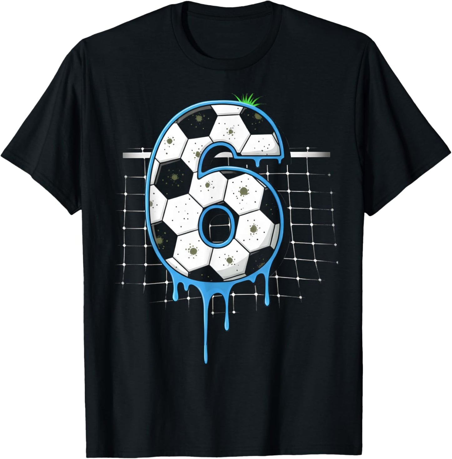 Soccer 6 Year Old Ice Cream Drip Youth 6th Birthday Boy 6 T-Shirt - T-Shirt | Black