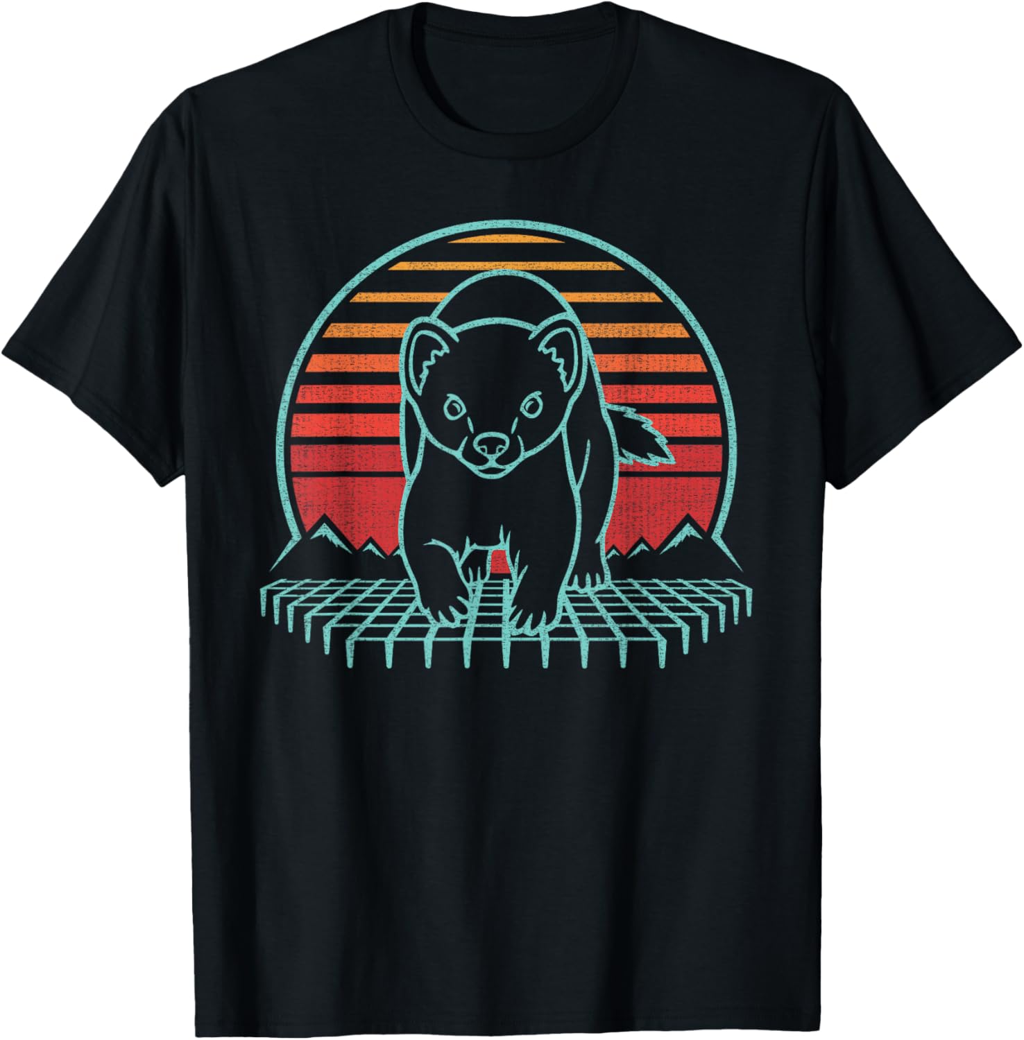 Stoat Lover Animal Retro Vintage 80s T-Shirt - T-Shirt | Black