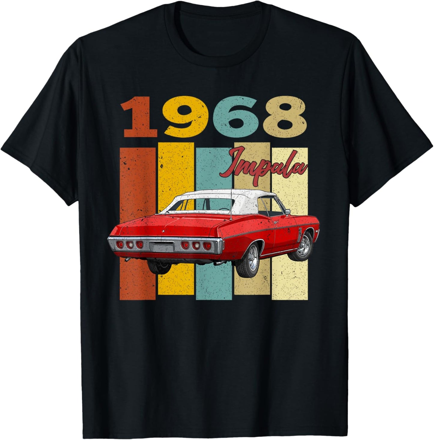 Vintage 1968 68 Impala Old School Car Hot Rod T-Shirt - T-Shirt | Black