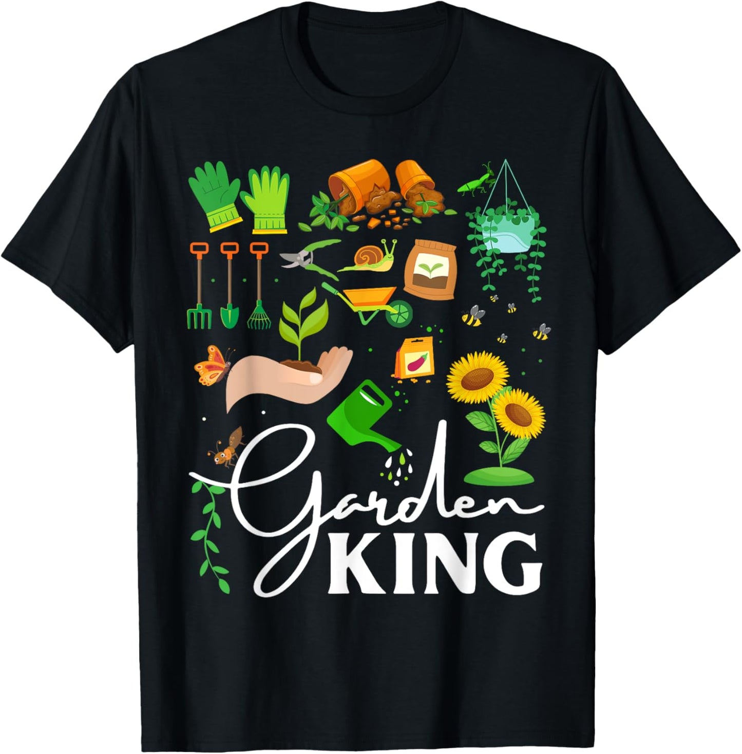 Garden King Funny Gardening Lovers Vegetable Gifts T-Shirt - T-Shirt | Black