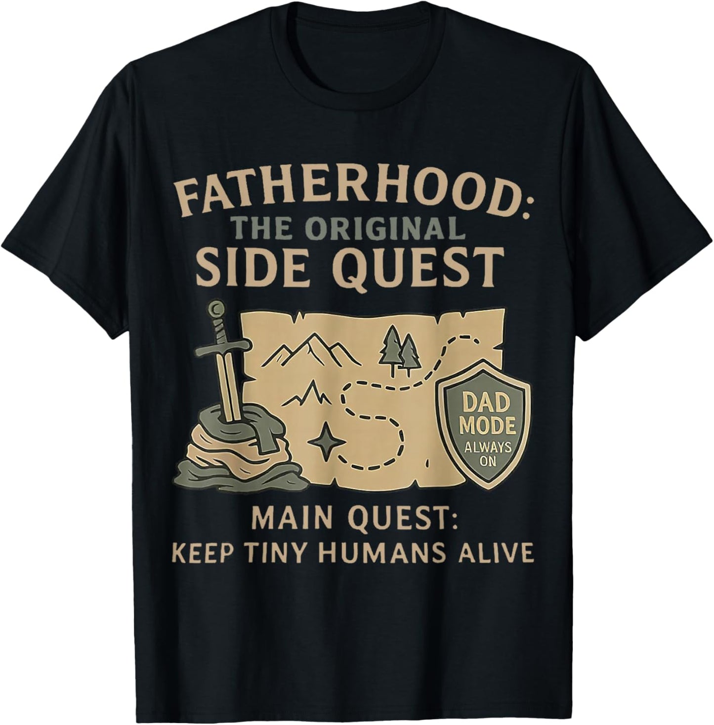 Father Dad Shirt Fatherhood The Original Side Quest Dad Mode T-Shirt - T-Shirt | Black