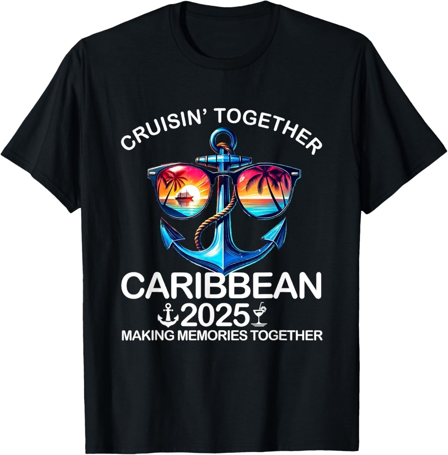 Cruisin' Together Caribbean 2025 Matching Family Vacation T-Shirt - T-Shirt | Black