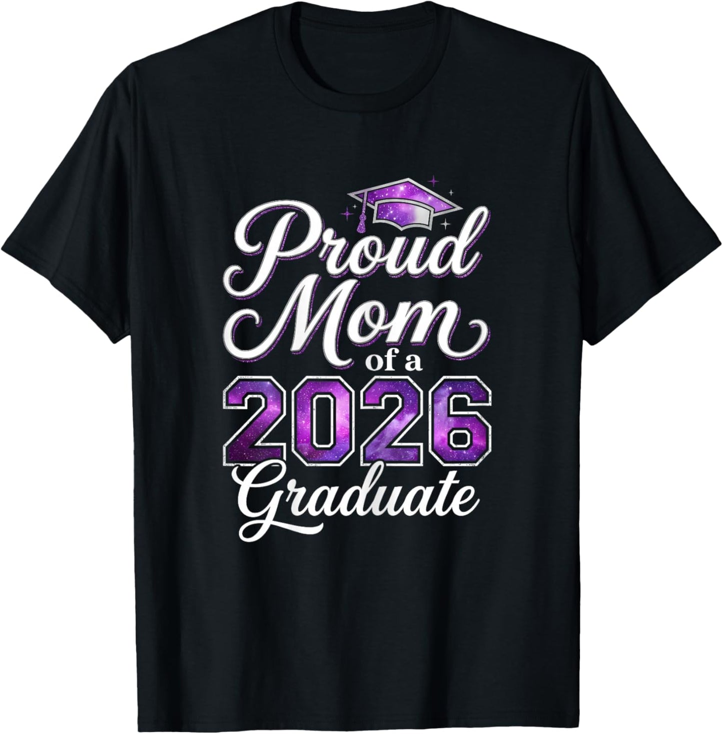 Proud Mom of A 2026 Graduate Graduation Purple Mama T-Shirt - T-Shirt | Black
