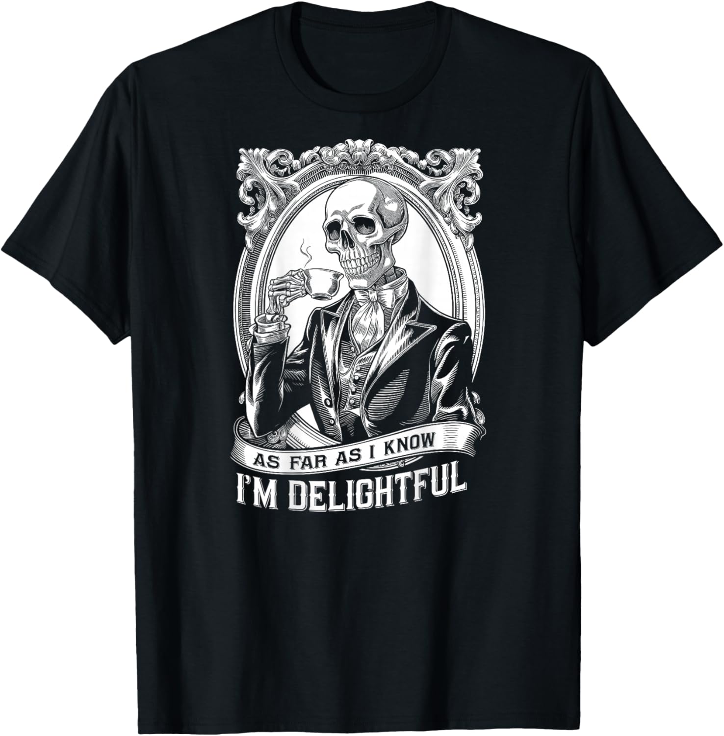 Delightful Skeleton BACK | Delightful, Sarcastic - Vintage T-Shirt - T-Shirt | Black