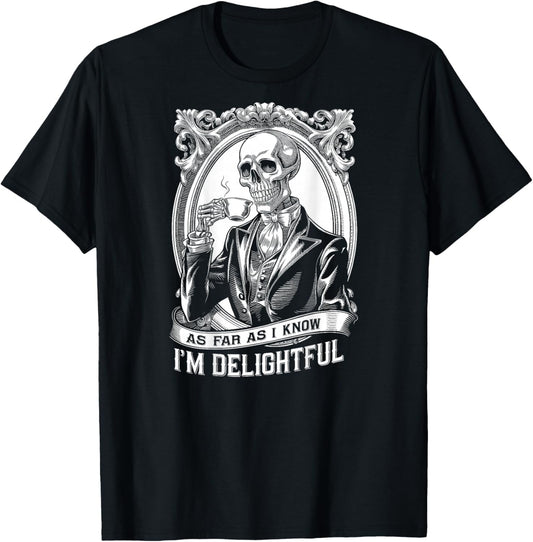 Delightful Skeleton BACK | Delightful, Sarcastic - Vintage T-Shirt - T-Shirt | Black