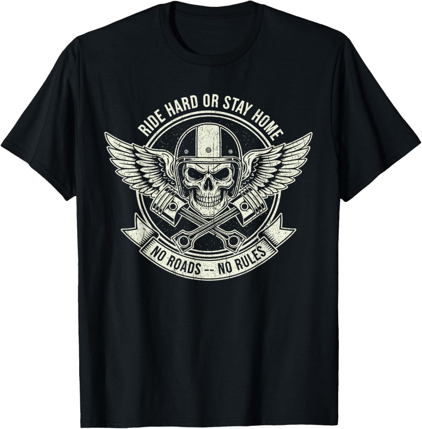 Vintage Motorcycle Riders Funny Men Women Biker Motorcycle T-Shirt - T-Shirt | Black