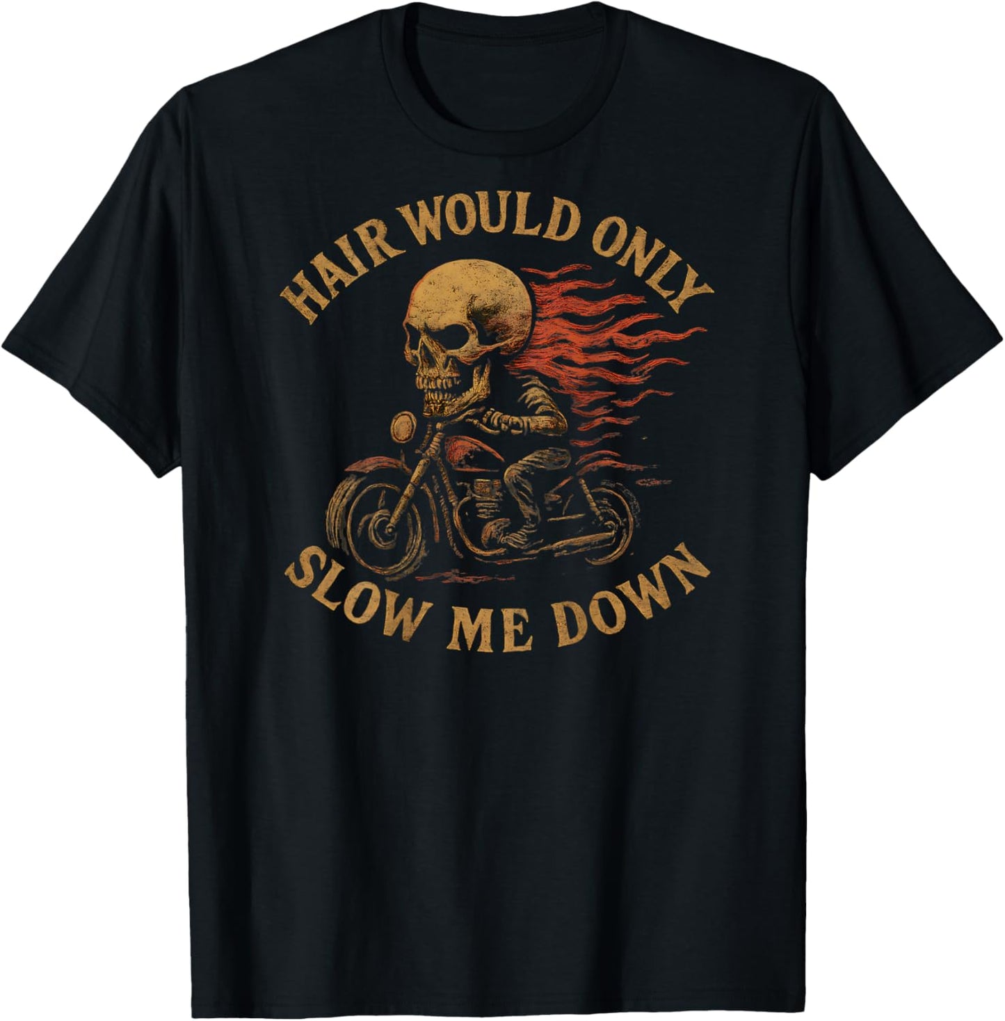 Bald Biker Skull Motorcycle Rider Funny Graphic T-Shirt - T-Shirt | Black