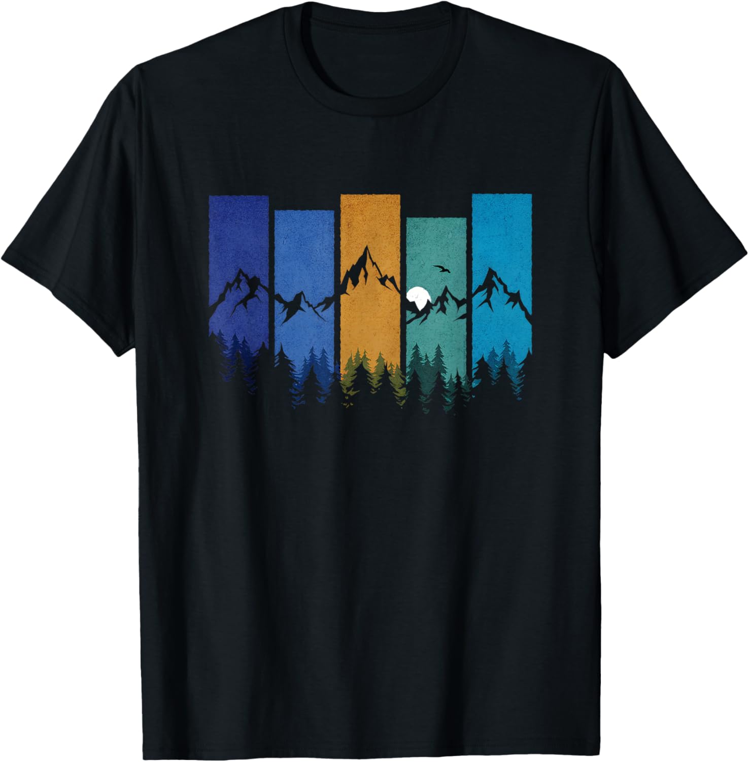 Trees Mountains Moon Adventure Outdoor Wildlife Forest T-Shirt - T-Shirt | Black