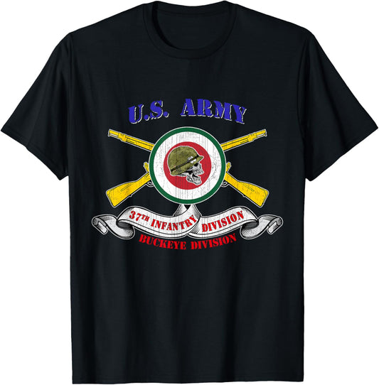 37th Infantry Division 37th ID Veteran Buckeye Division T-Shirt - T-Shirt | Black