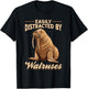 Funny Walrus Animal Easily Distracted By Walruss T-Shirt - T-Shirt | Black