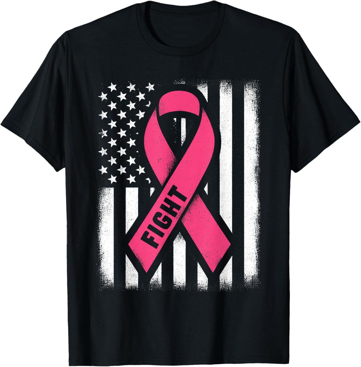 Fight Breast Cancer Shirts Breast Cancer Flag Shirt T-Shirt - T-Shirt | Black