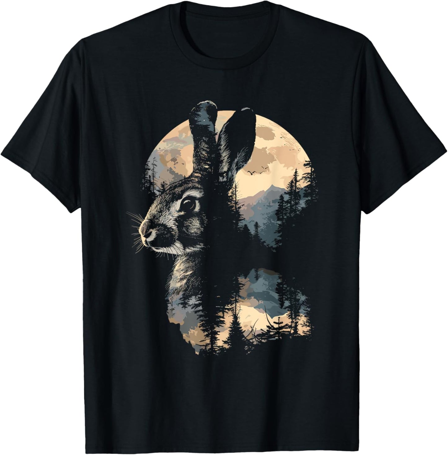 Rabbit Mountain Landscape Nature Wildlife T-Shirt - T-Shirt | Black