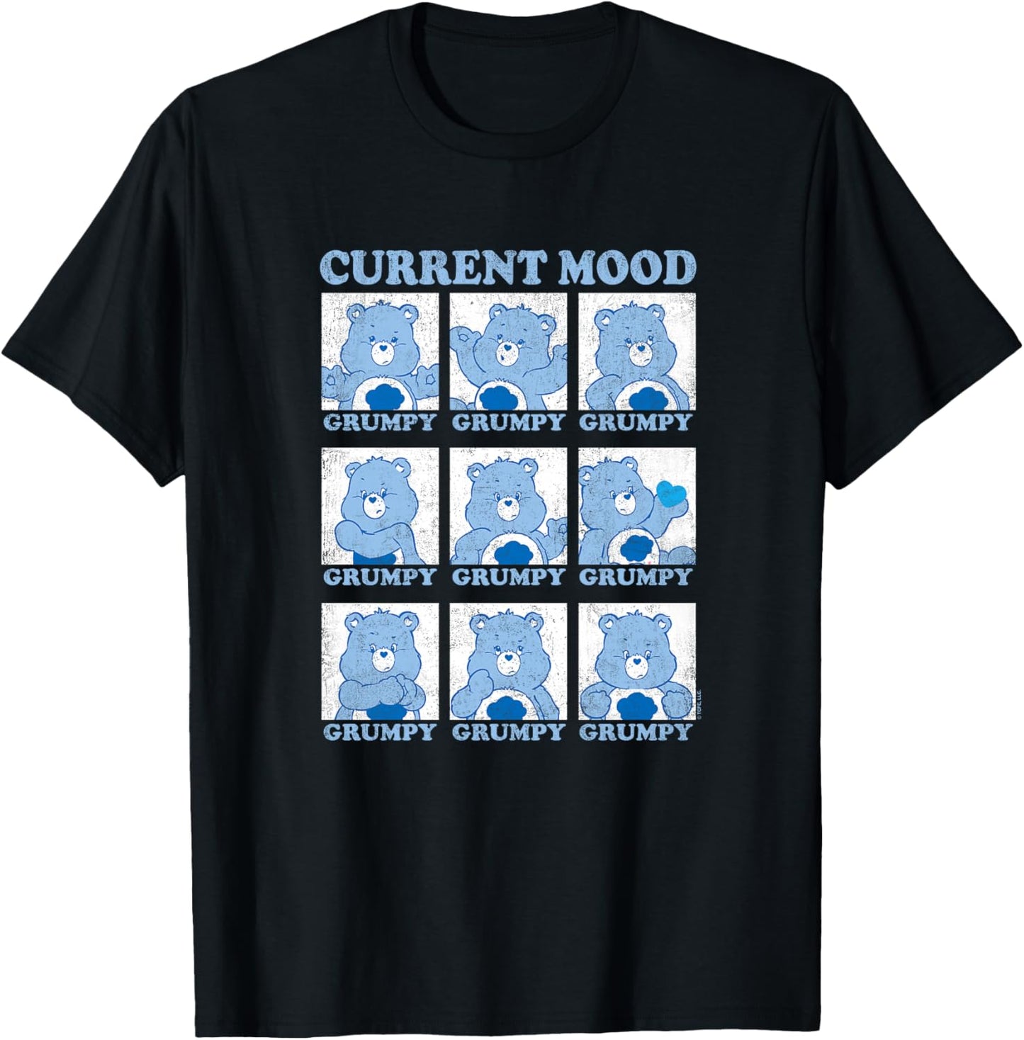 Care Bears Current Mood Grumpy Bear Squares Premium T-Shirt - T-Shirt | Black