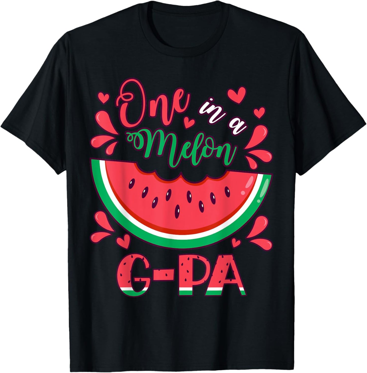 One in a Melon G-Pa Birthday Party Matching Family Group T-Shirt - T-Shirt | Black