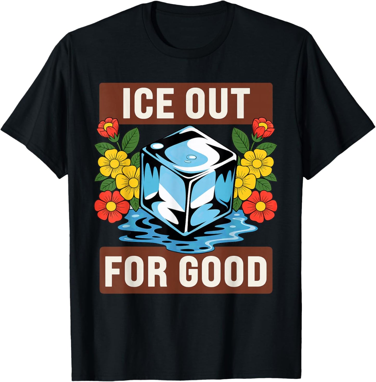 Ice Out for Good Protest Shirt Vintage Subtle Flowers T-Shirt - T-Shirt | Black